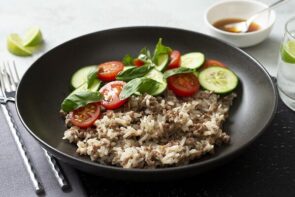 One Pan Coconut Rice Larb with Thai Basil Salad