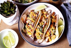 Pork Carnitas Tacos with Pineapple Salsa and Chipotle Mayo