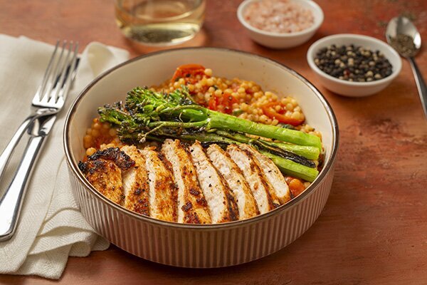 Paprika Chicken and Couscous Risotto with Broccolini
