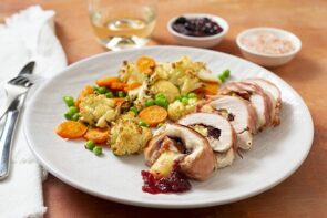 Prosciutto Wrapped Chicken Stuffed with Brie and Canberries