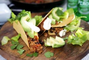 Smoky Pork & Black Bean Tacos with Avocado & Sour Cream