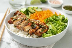 Vietnamese Chicken & Rice Bowls with Nuoc Cham