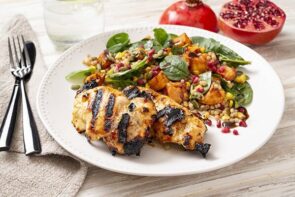 Honey Mustard Chicken with Couscous Salad and Fresh Pomegranates