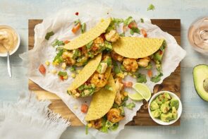 Prawn Tacos with Lime Avocado Salsa