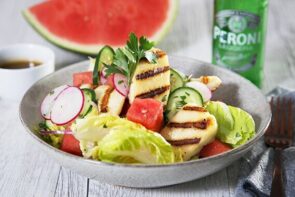 Watermelon, Haloumi and Mint with Chickpeas & Balsamic Dressing