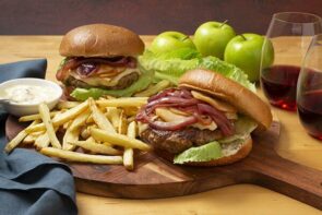 Pork & Apple Burgers with Oven Roasted Fries