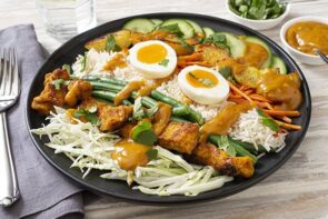 Satay Chicken Gado Gado Salad with Crunchy Peanuts and Coriander