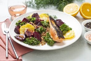 Crispy Skin Salmon with Roasted Beet, Kale and Orange Salad