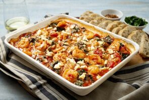 Prawn Saganaki with Fetta and Ciabatta