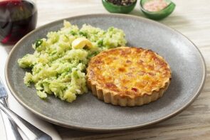 Quiche Lorraine with Green Veggie Mash