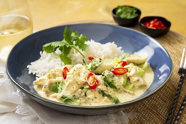 Speedy Thai Green Curry with Pak Choy and Jasmine Rice