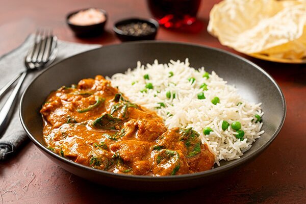 Almost Ready Butter Chicken with Basmati Rice and Pappadums