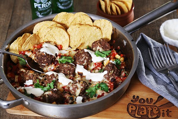 Chilli Con Carne Meatballs with Corn Chips and Sour Cream