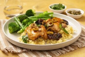 Chicken Marbella with Couscous and Green Veg