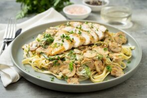 Creamy Chicken Stroganoff with Mushrooms and Baby Spinach