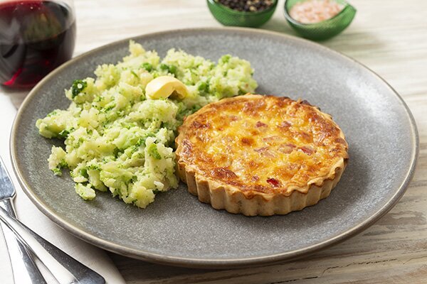 Quiche Lorraine with Green Veggie Mash