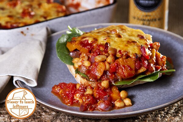 Cheesy Smoked Baked Beans with Pumpkin & Garlicky Ciabatta Toasts