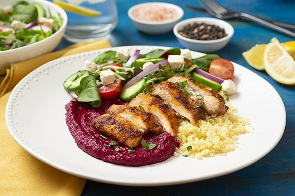 Paprika Chicken with Beetroot Yoghurt and Couscous