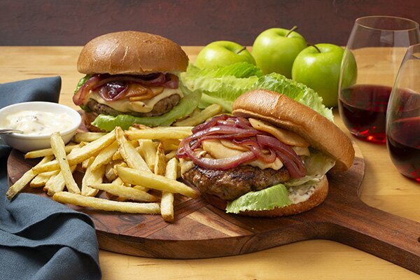 Pork & Apple Burgers with Oven Roasted Fries