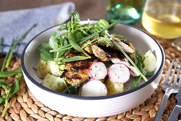 Marinated Grilled Chicken with Green Goddess Potato Salad