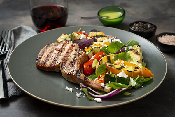 Grilled Pork and Vegetables with Fresh Nectarine