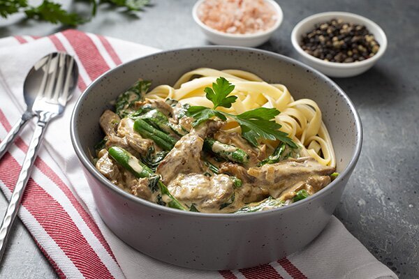 Speedy Beef Stroganoff with Fettuccine