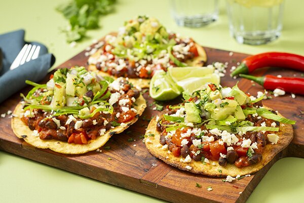 Veg Tostadas with Avocado and Pineapple Salsa