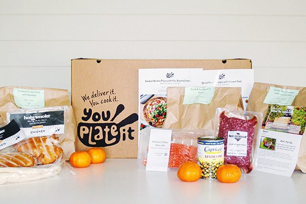 Recipe bags, protein, and other items displayed to show what it looks like.