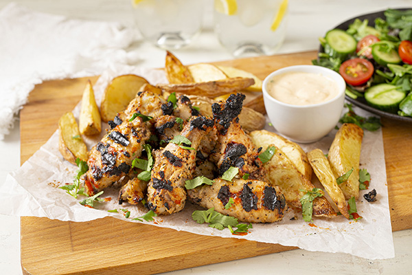 BBQ Lemon Pepper Wings with Wedges