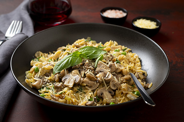 Mushroom Risoni with Garlic Butter Mushrooms