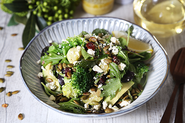 Supergreen Salad with Fetta, Cranberry and Avocado