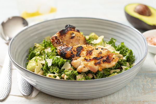 Grilled Chicken, Kale and Bean Salad with Avocado and Pepitas