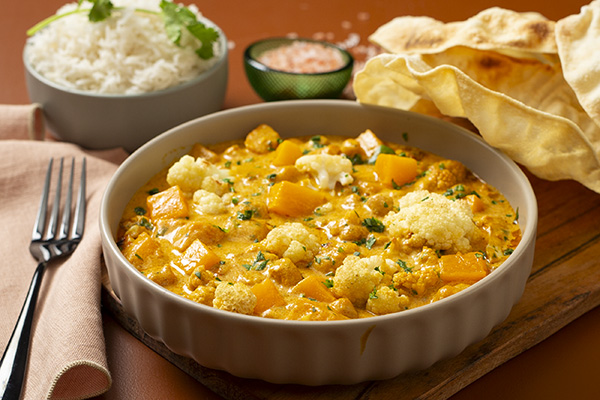 Creamy Veg and Chickpea Curry with Pappadams