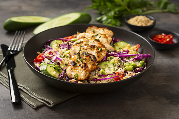 Crispy Rice and Chicken Salad with Sweet Chilli and Lime Dressing