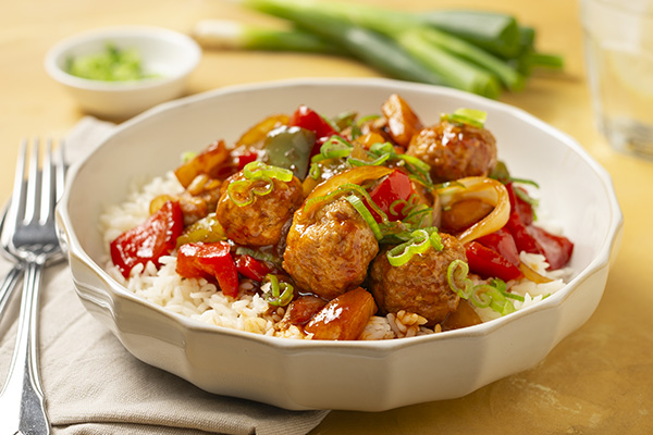 Sweet and Tangy Glazed Meatballs With Jasmine Rice