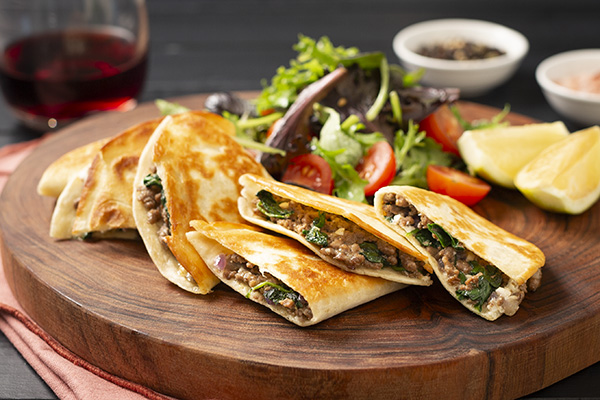 Beef, Fetta and Spinach Gozleme With Fresh Salad