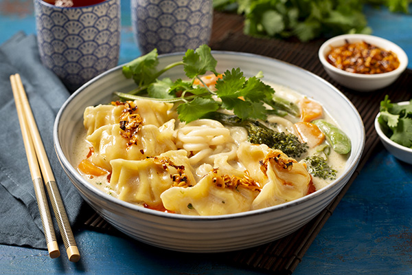 Thai Green Curry with Prawn Gyoza