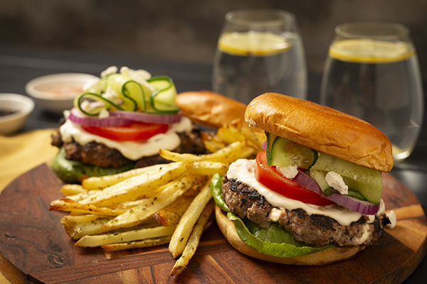 Greek Burgers with Fetta and Tzatziki