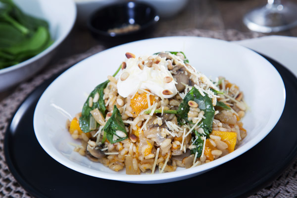 Mushroom and Pumpkin Risotto with Pine Nuts