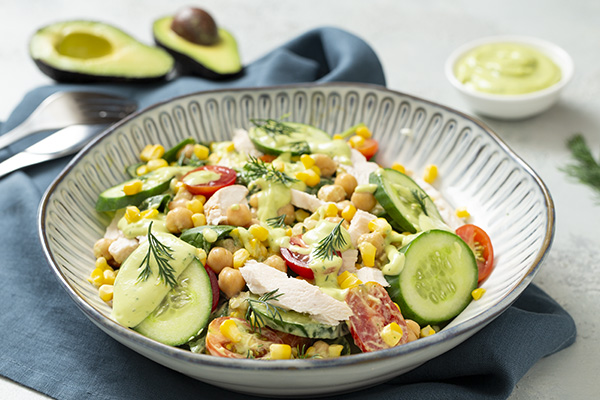 Speedy Chicken, Spinach and Chickpea Salad