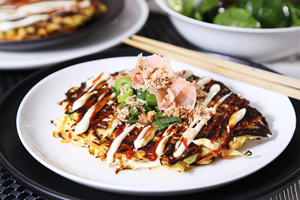 Veggie Okonomiyaki: Japanese Savoury Pancake with Asian Greens Salad
