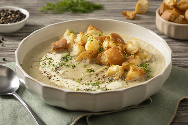 Cauliflower and Fennel Soup with Freshly Made Croutons