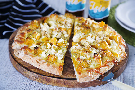 Smashing Pumpkin Pizza with Fetta Cheese 'Inspired by the Golden Greek, Theo Kalogeracos'