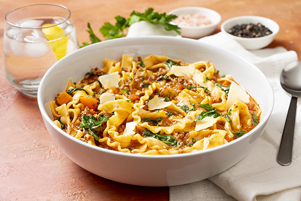 One Pot Bolognese with Curly Fettuccine and Parmesan