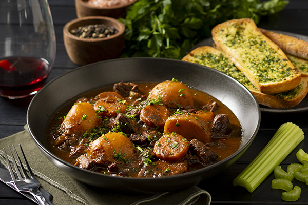 Slow Cooked Beef Stew with Local WA Craft Beer and Garlic Herb Ciabatta