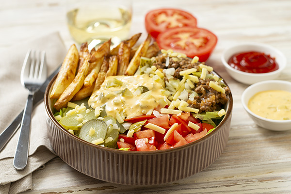 Loaded Cheeseburger Bowl with Fries