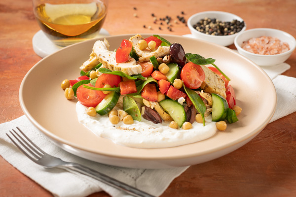 Greek Chicken Salad with Creamy Whipped Fetta and Lemon Vinaigrette