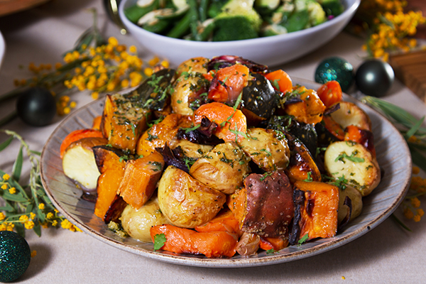 Roasted WA Garden Vegetables, with Roasted Garlic Honey Butter Drizzle