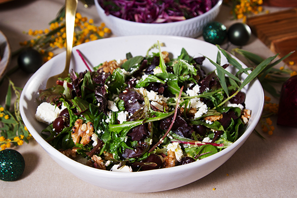 Light Zesty Salad with Juicy Fresh WA Cherries, Toasted Walnuts and Creamy Fetta