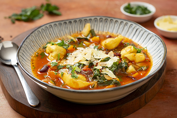 Minestrone Soup with Wagyu Tortellini and Parmesan